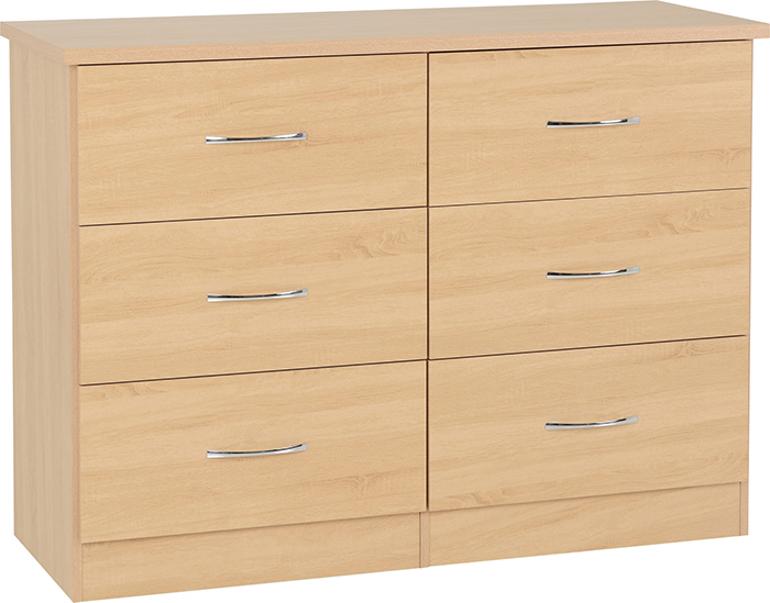 Nevada 6 Drawer Chest In Sonoma Oak Effect - Click Image to Close